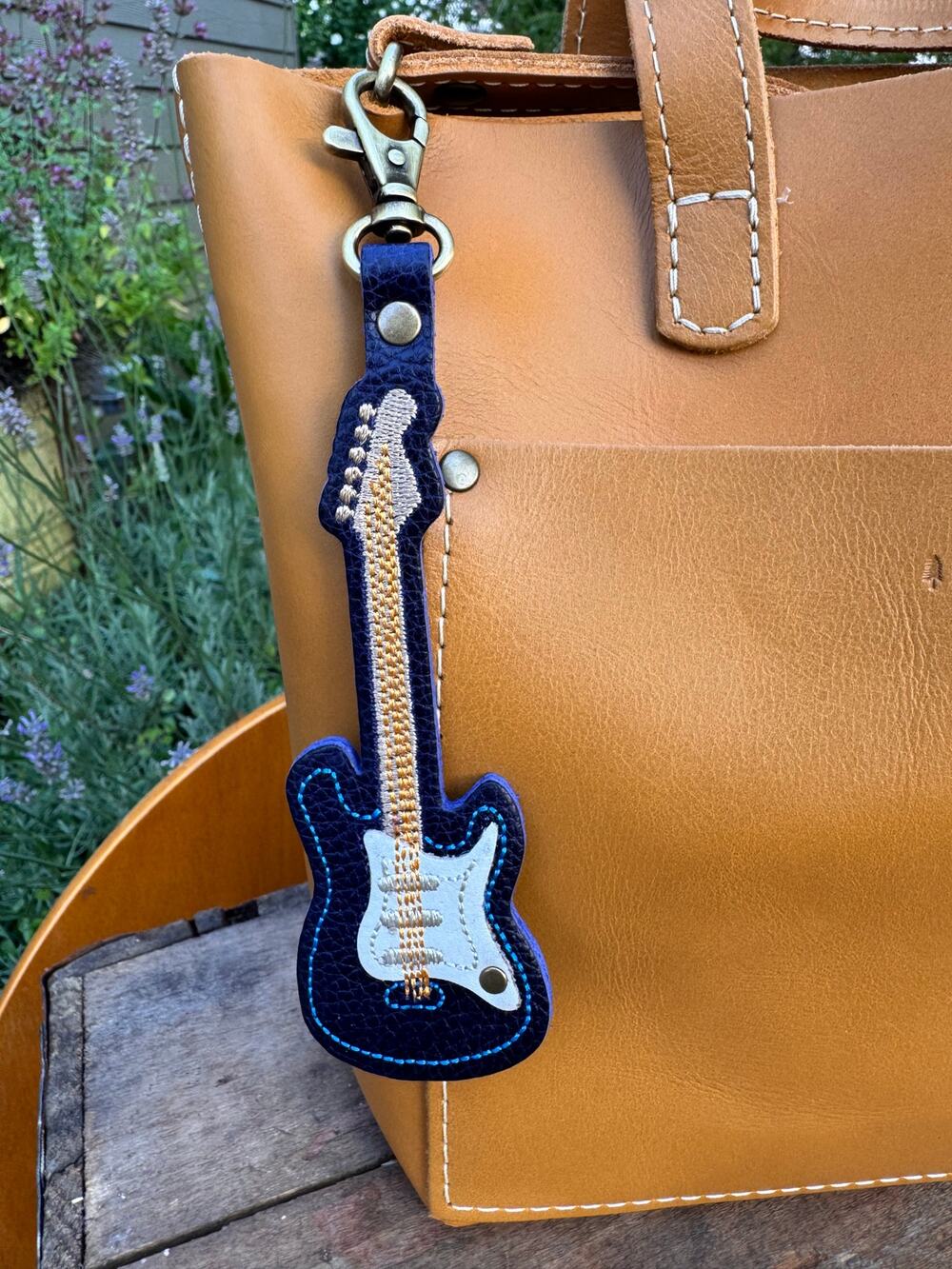 Portland Leather ELECTRIC Guitar Bag Charm Guitar Purse Charm COBALT Blue